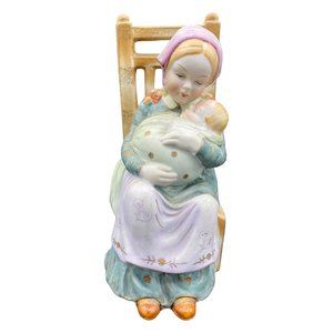 Vintage Shafford Mother Rocking Baby Hand Painted Bisque Porcelain